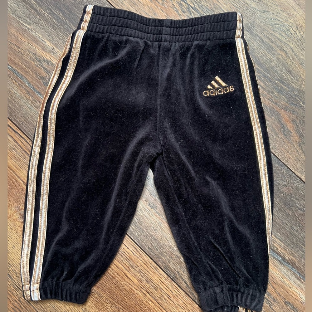 Adidas | Black & Gold Baby Velour Joggers